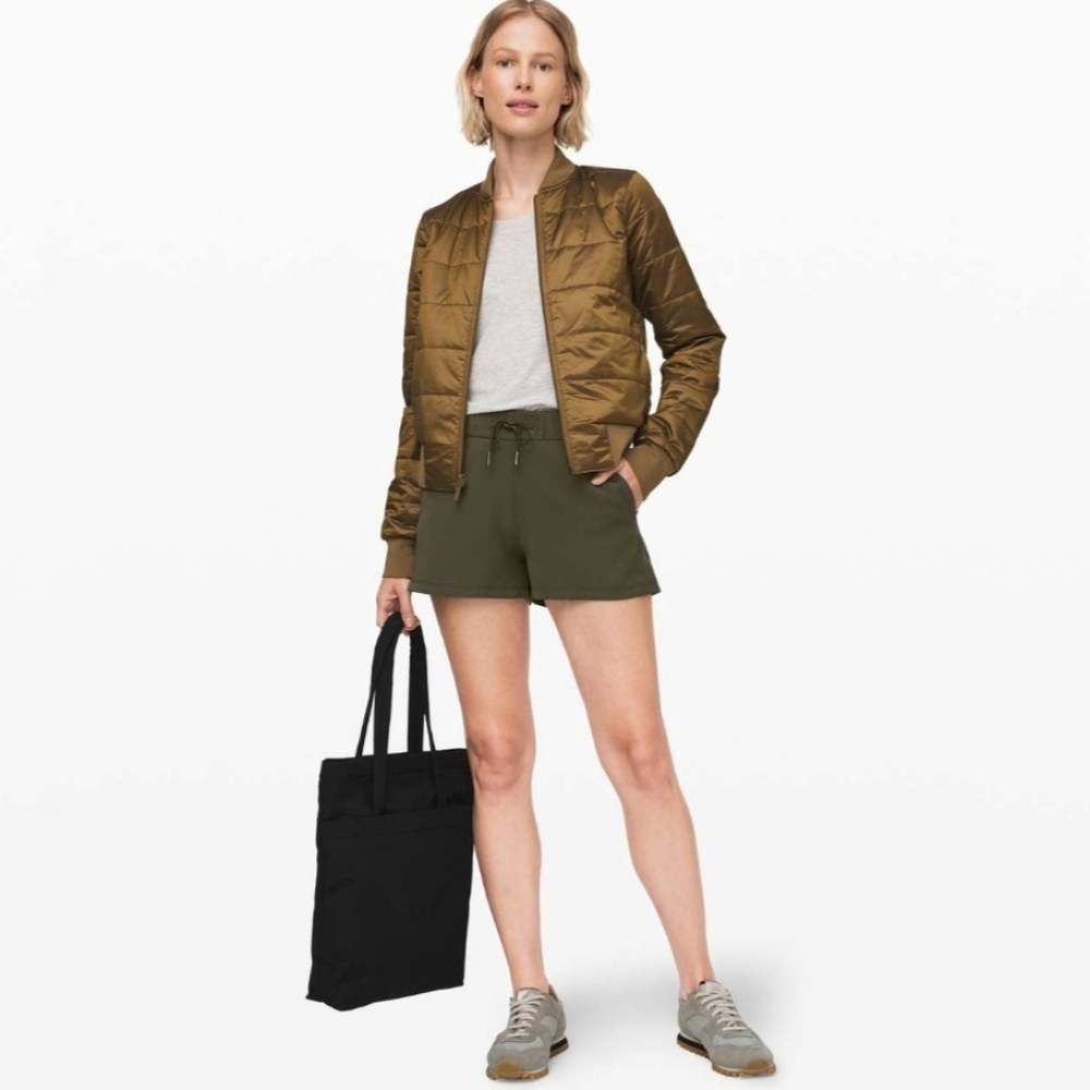 Lululemon On The Fly Short Woven Dark Olive Shorts